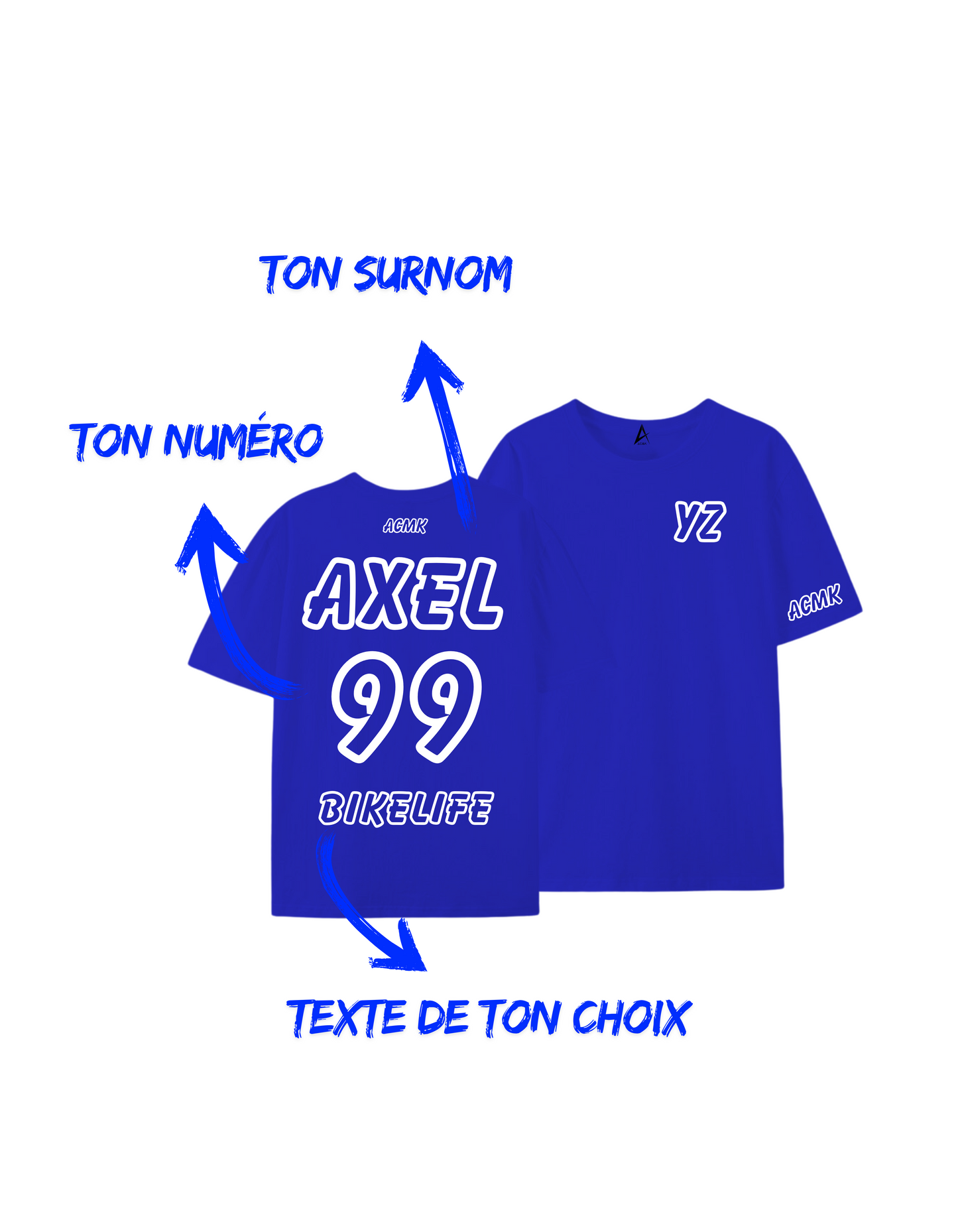 Ensemble YZ Bleu personnalisé - numéroté